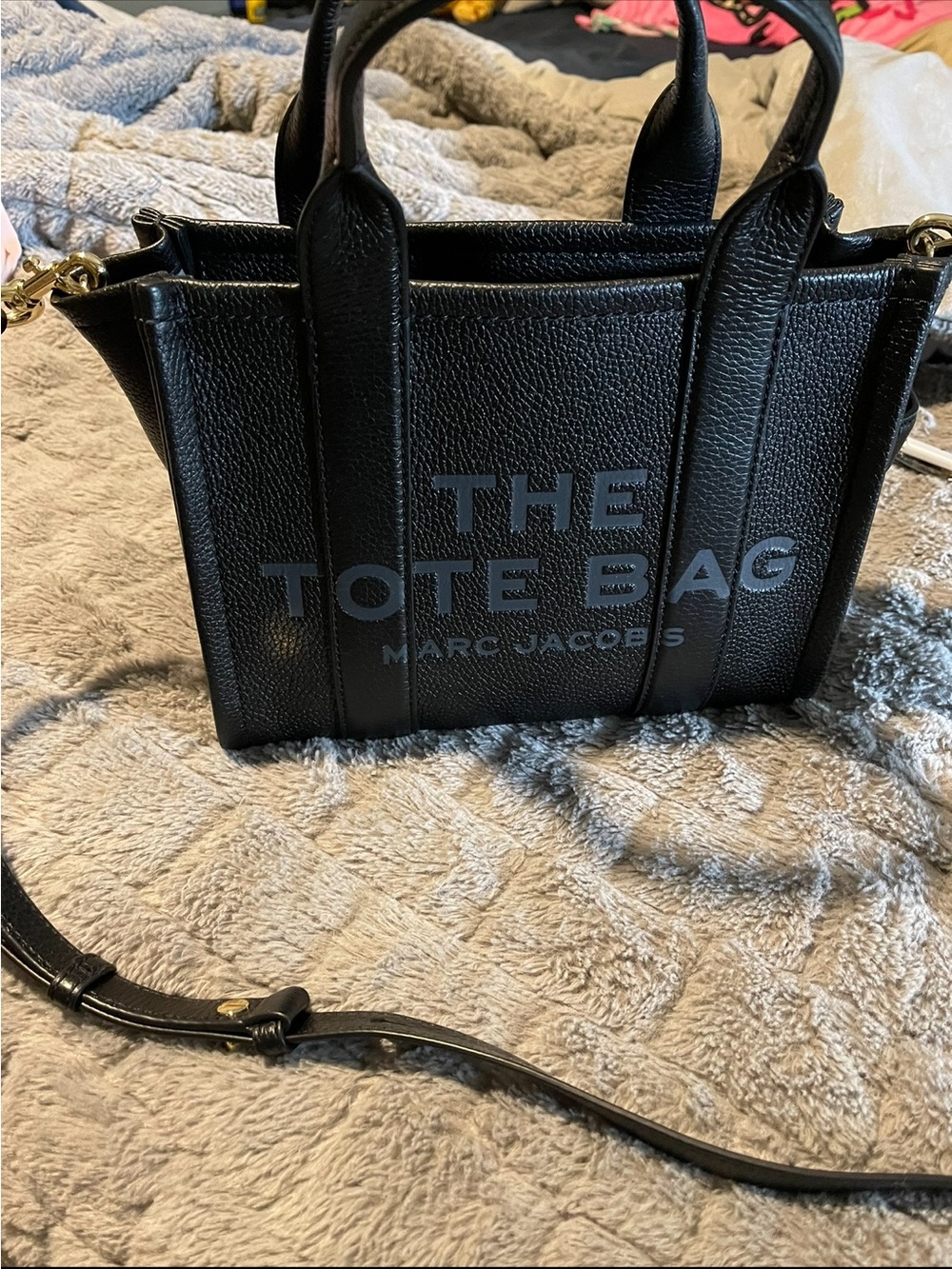 Marc Jacobs Black Leather Logo Tote mini